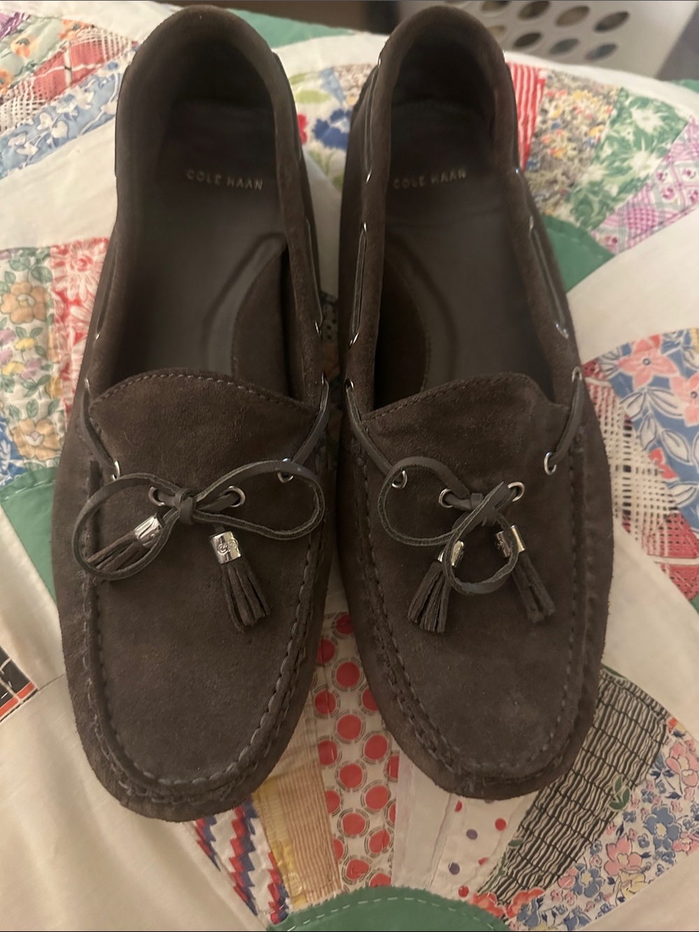 Cole Haan Dark Brown Suede Tassel Driving Loafers